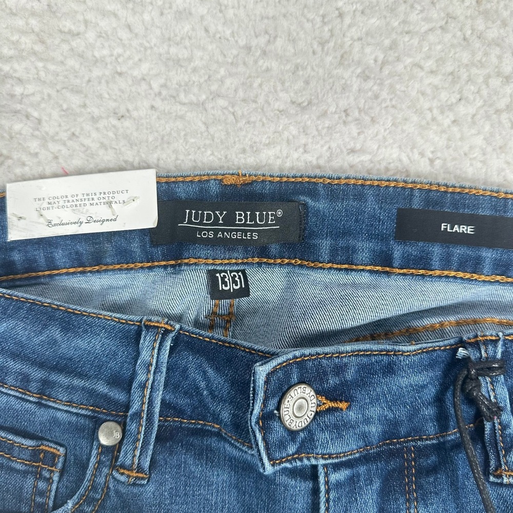 Judy Blue Sz 13/31 High Waist Flare Jeans Medium Wash Sorbtek Moisture Wicking - Picture 11 of 14